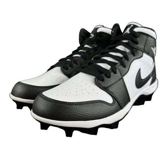 Nike Jordan 1 Mid TB Panda Black White Football Cleats FJ6805-100 Men's Sz 10-13 - Picture 6 of 9